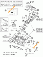 TESTA CILINDRO POSTERIORE per KTM 990 ADVENTURE ORANGE ABS 2007