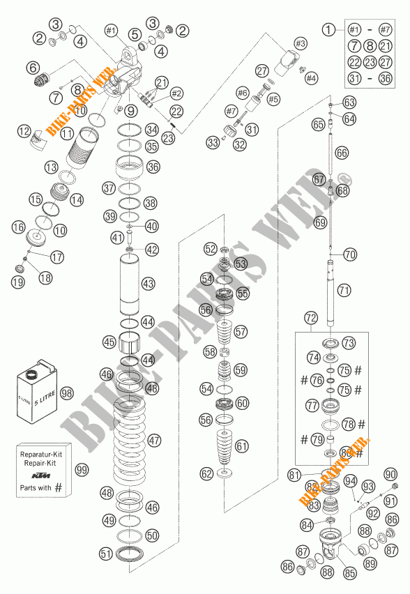 AMMORTIZZATORE (COMPONENTI) per KTM 990 ADVENTURE ORANGE ABS 2006