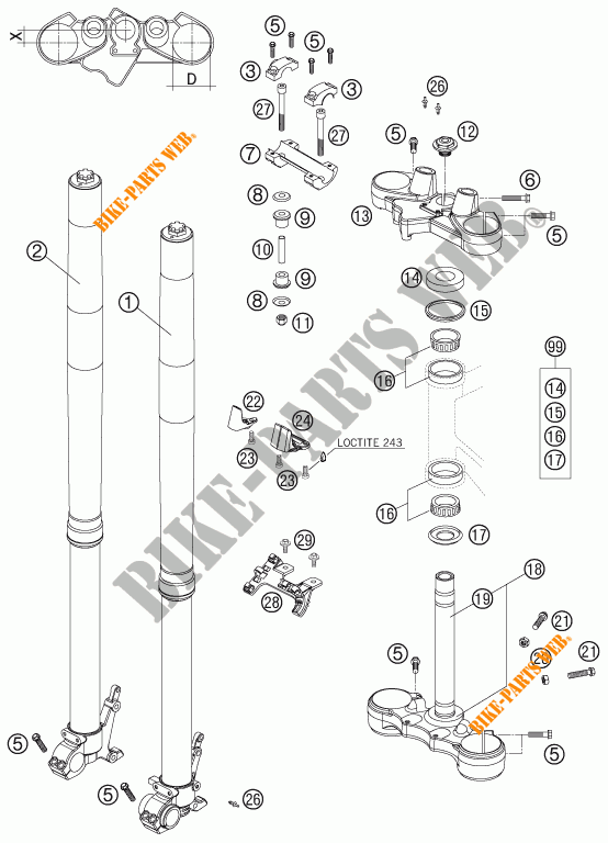 FORCELLA ANTERIORE / PIASTRA STERZO INFERIORE per KTM 990 ADVENTURE ORANGE ABS 2006
