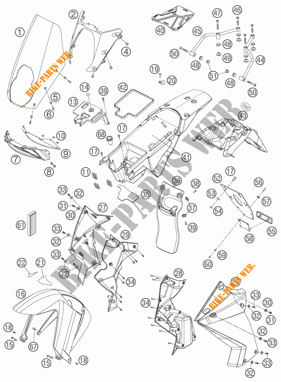 PLASTICHE per KTM 990 ADVENTURE ORANGE ABS 2006