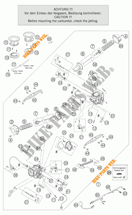 CARBURATORE per KTM 950 ADVENTURE ORANGE 2005