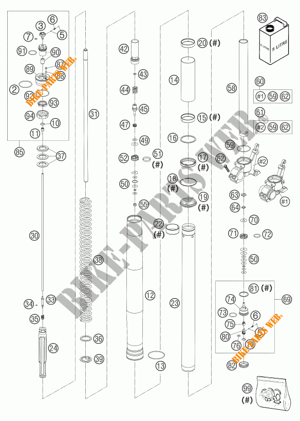 FORCELLA ANTERIORE (COMPONENTI) per KTM 950 ADVENTURE SILVER LOW 2004