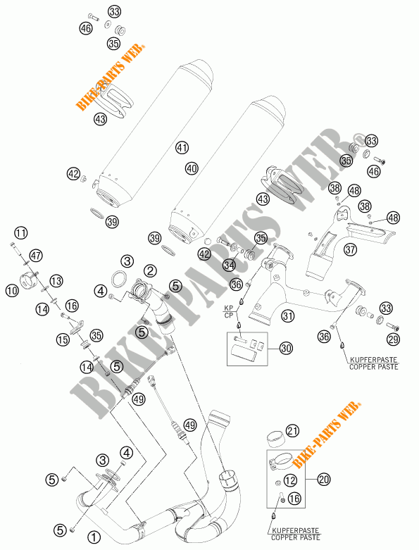 SCARICO per KTM 990 SM-T ORANGE ABS SPECIAL EDITION 2011