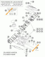 TESTA CILINDRO POSTERIORE per KTM 990 SUPERMOTO T ORANGE ABS 2011