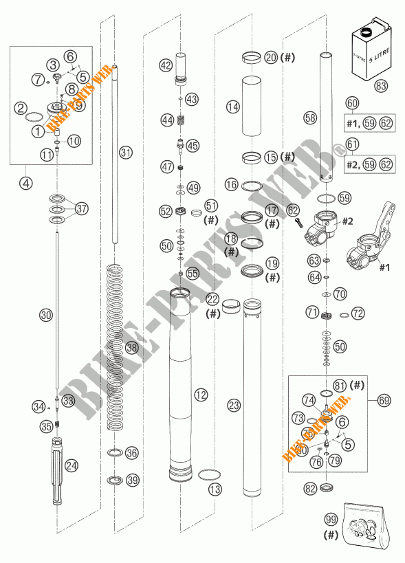 FORCELLA ANTERIORE (COMPONENTI) per KTM 660 SMC 2004
