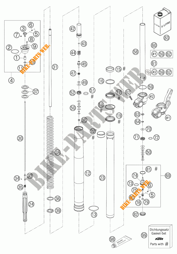 FORCELLA ANTERIORE (COMPONENTI) per KTM 660 SMC 2005