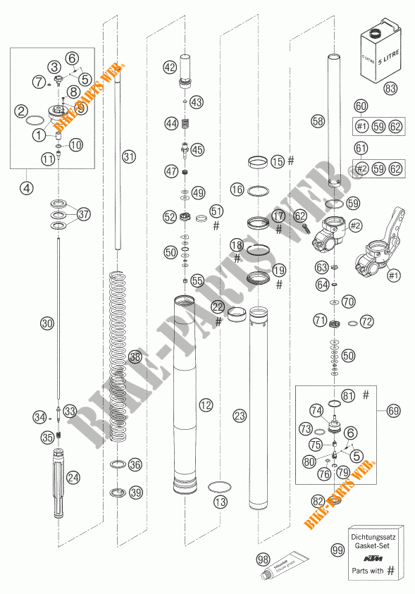 FORCELLA ANTERIORE (COMPONENTI) per KTM 640 LC4 SUPERMOTO PRESTIGE 2006