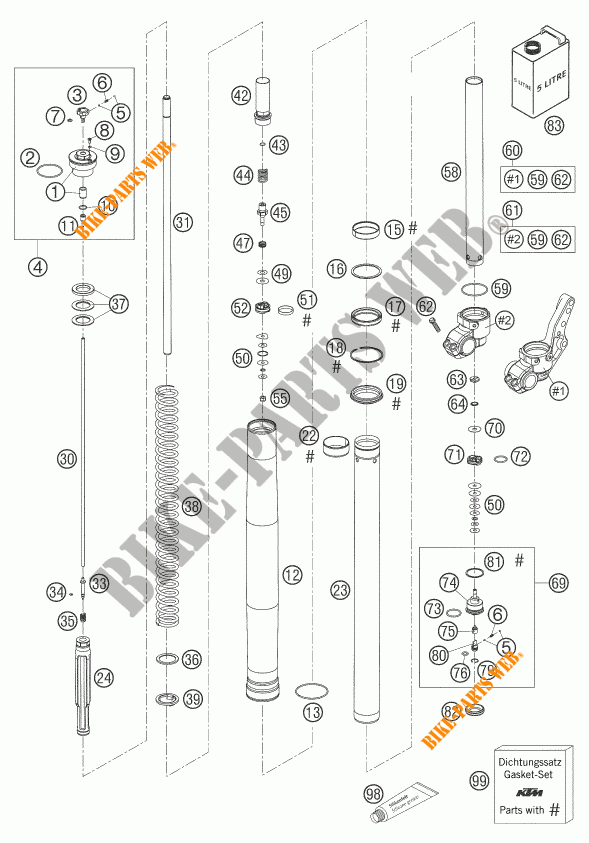 FORCELLA ANTERIORE (COMPONENTI) per KTM 640 LC4 SUPERMOTO BLACK 2006