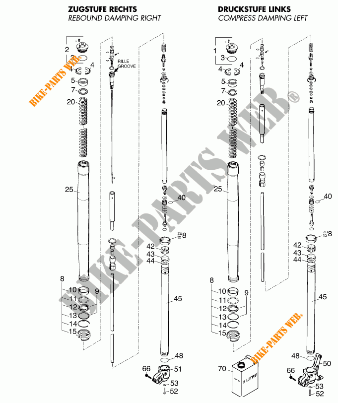 FORCELLA ANTERIORE / PIASTRA STERZO INFERIORE per KTM 125 SUPERMOTO 80 2000