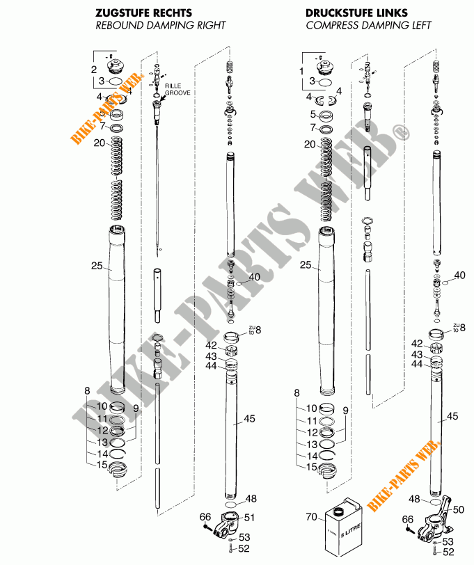 FORCELLA ANTERIORE (COMPONENTI) per KTM 125 SUPERMOTO 2000