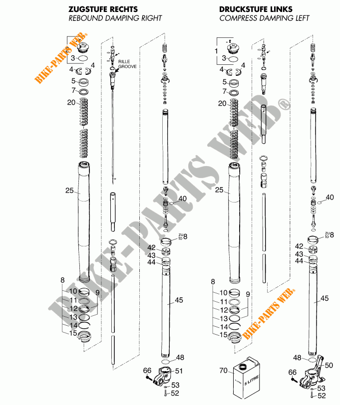 FORCELLA ANTERIORE (COMPONENTI) per KTM 125 SUPERMOTO 80 2001