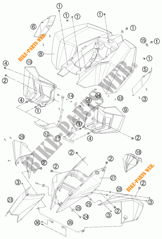 PLASTICHE per KTM 525 XC ATV 2012