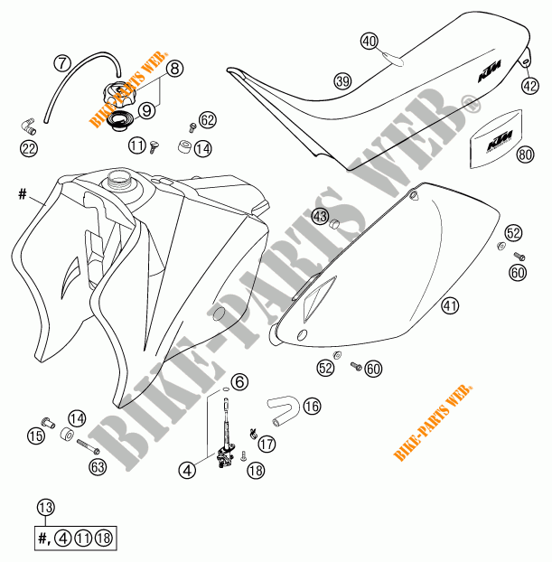 SERBATOIO / SELLA per KTM 525 MXC-G RACING 2003