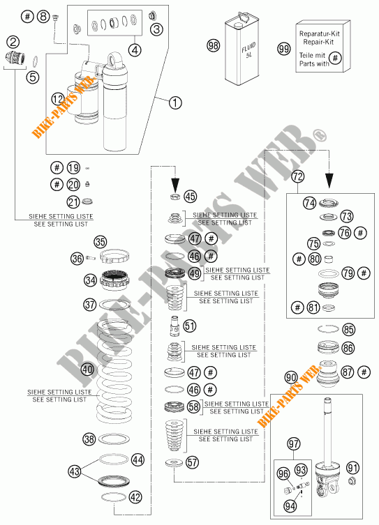 AMMORTIZZATORE (COMPONENTI) per KTM 500 XC-W 2015