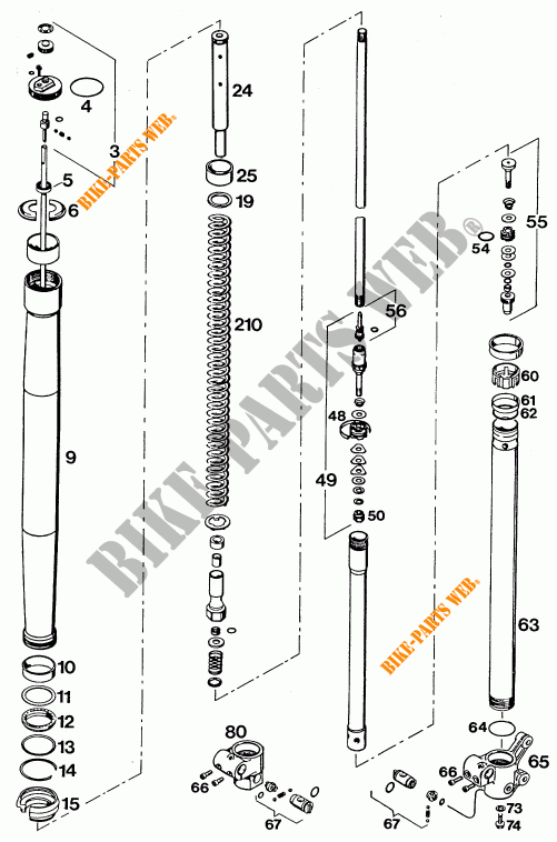 FORCELLA ANTERIORE (COMPONENTI) per KTM 300 MXC 1994