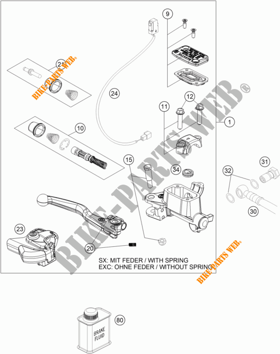 POMPA FRENO ANTERIORE per KTM 125 XC-W 2017