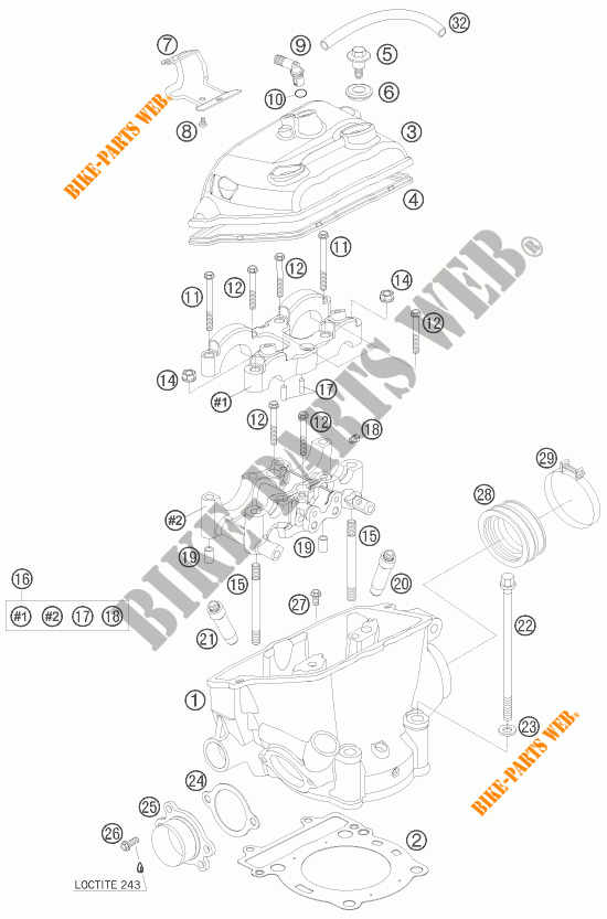 TESTA CILINDRO per KTM 250 XCF-W CHAMPION EDITION 2010