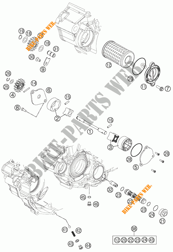 POMPA OLIO per KTM 250 XCF-W 2014