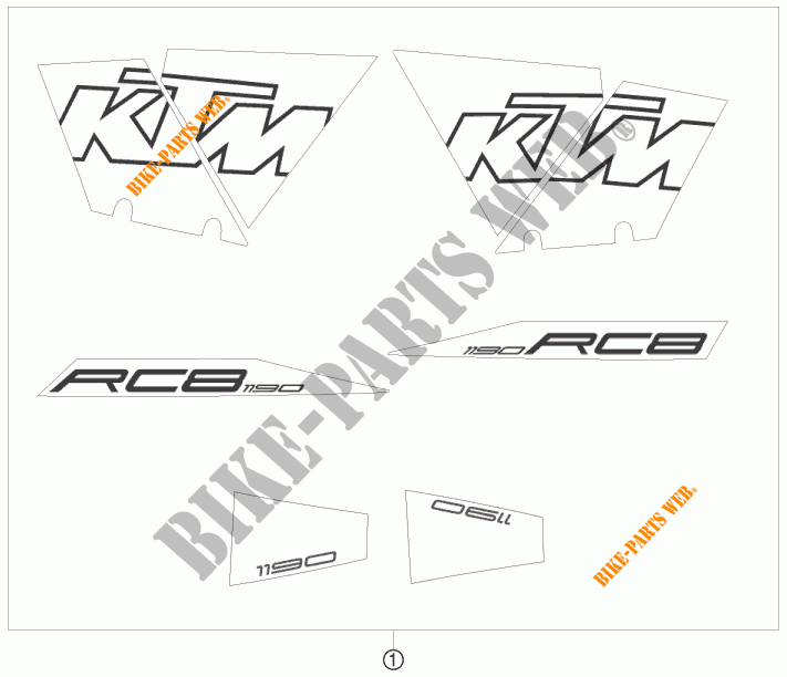 ADESIVI per KTM 1190 RC8 WHITE 2008