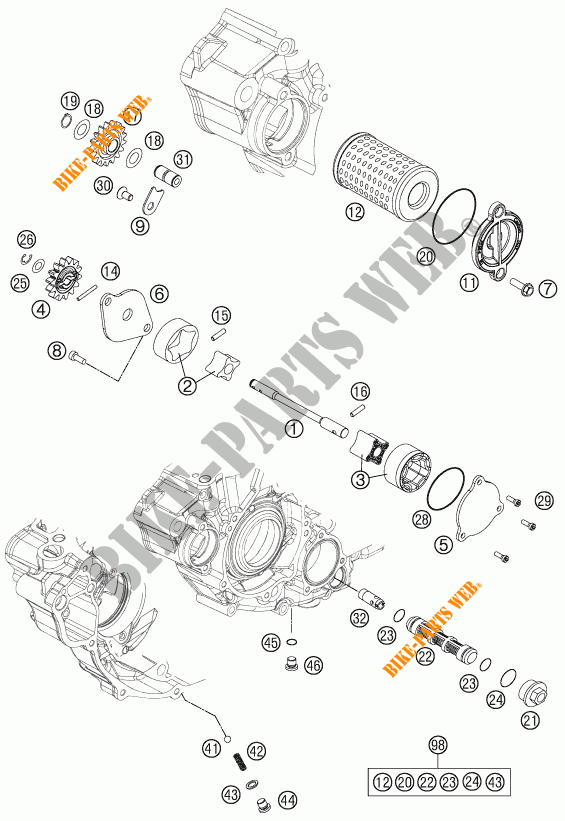 POMPA OLIO per KTM 250 XCF-W 2016