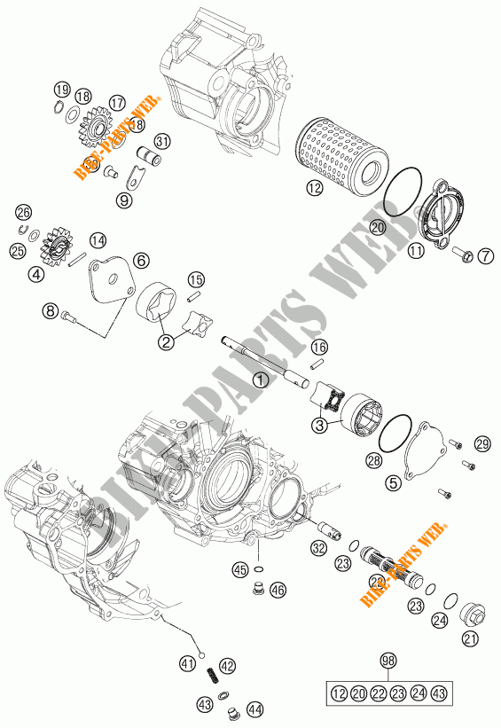 POMPA OLIO per KTM 350 XCF-W 2016