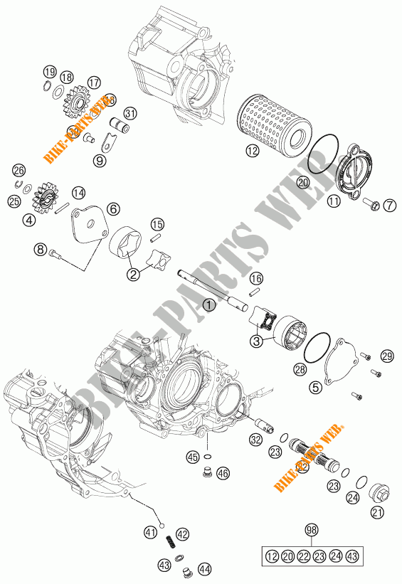 POMPA OLIO per KTM 350 XCF-W 2015