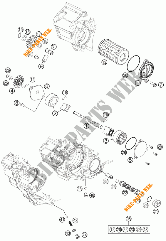 POMPA OLIO per KTM 350 XCF-W 2013