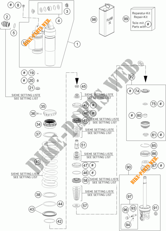 AMMORTIZZATORE (COMPONENTI) per KTM 250 XC-W 2014