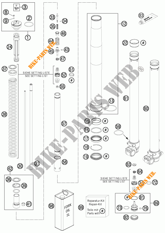 FORCELLA ANTERIORE (COMPONENTI) per KTM FREERIDE 250 R 2015