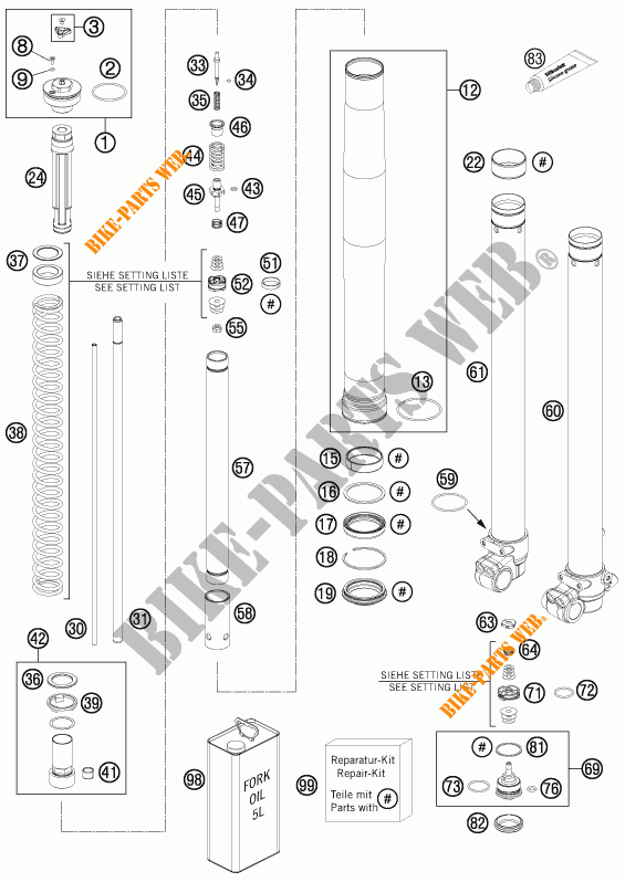 FORCELLA ANTERIORE (COMPONENTI) per KTM FREERIDE 250 R 2014
