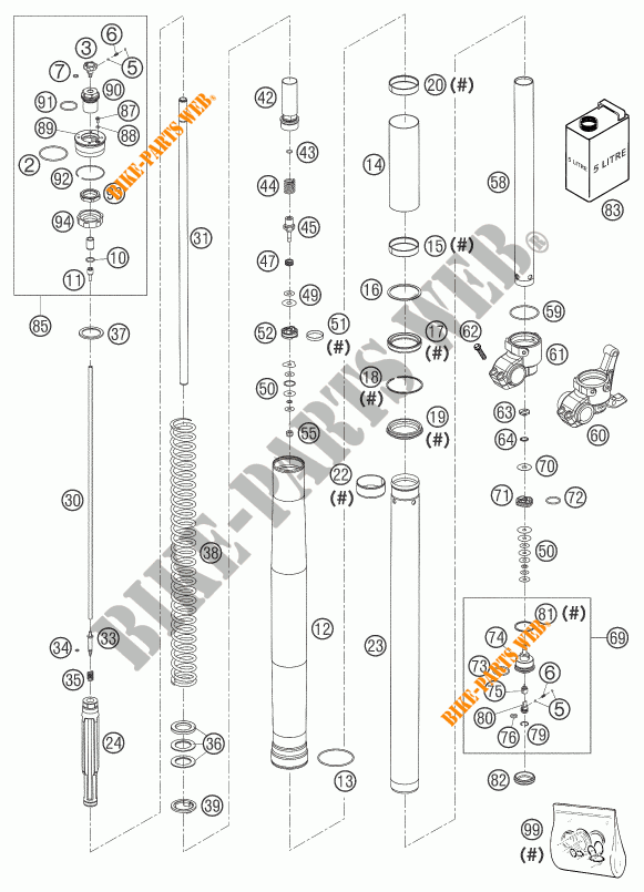 FORCELLA ANTERIORE (COMPONENTI) per KTM 660 RALLY FACTORY REPLICA 2004