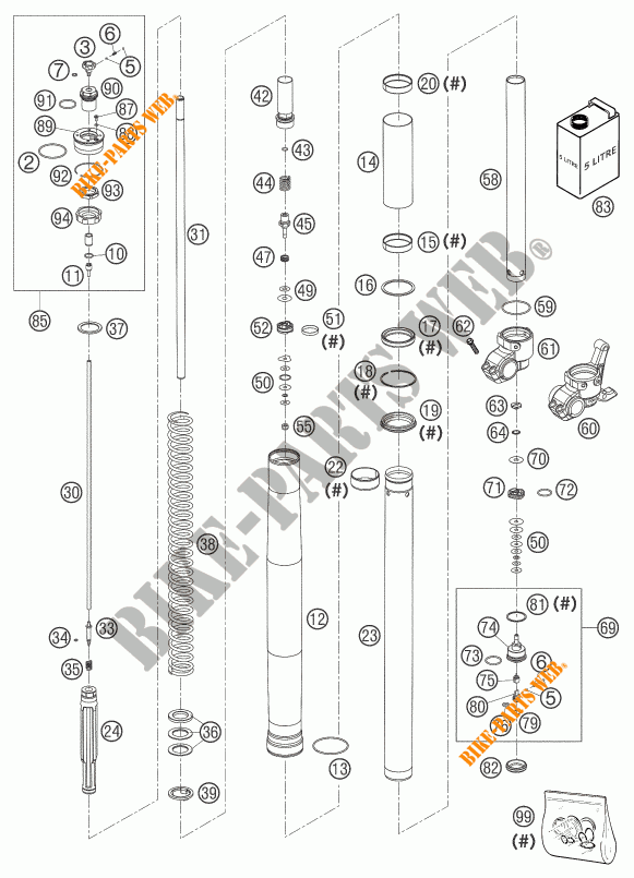 FORCELLA ANTERIORE (COMPONENTI) per KTM 660 RALLY FACTORY REPLICA 2003