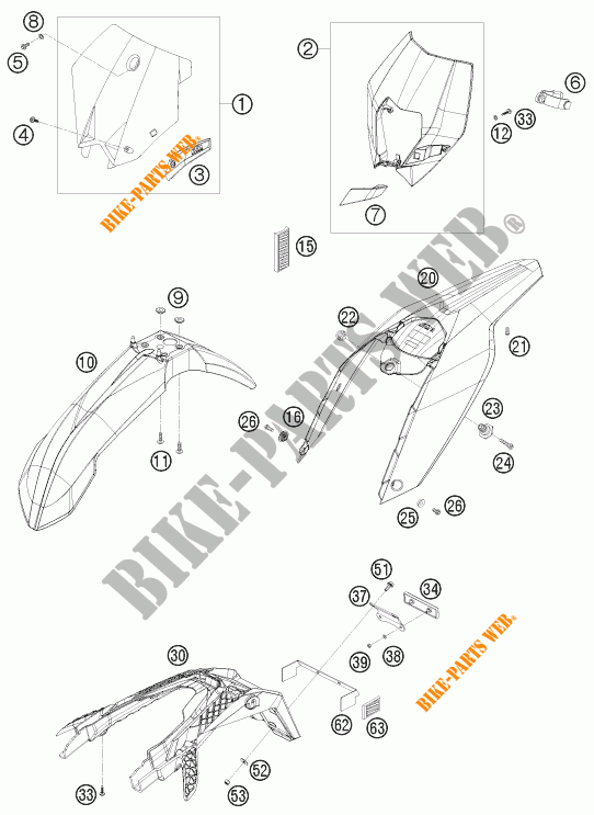 PLASTICHE per KTM 530 EXC 2011