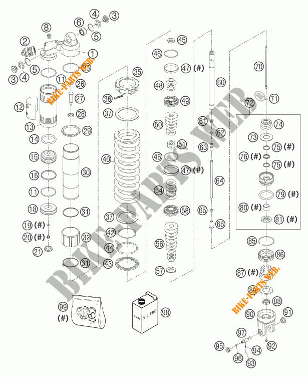 AMMORTIZZATORE (COMPONENTI) per KTM 525 EXC RACING 2004