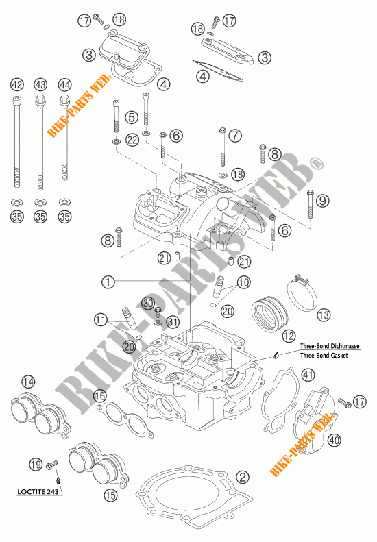 CILINDRO / TESTA per KTM 525 EXC-G RACING 2004