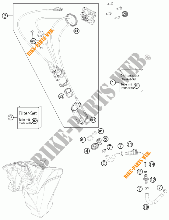 POMPA CARBURANTE per KTM 250 EXC-F 2016