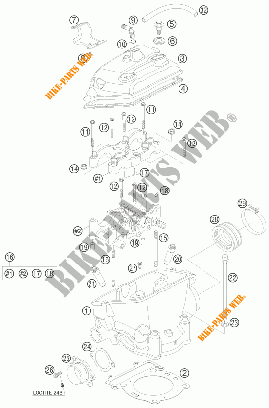 TESTA CILINDRO per KTM 250 EXC-F 2009
