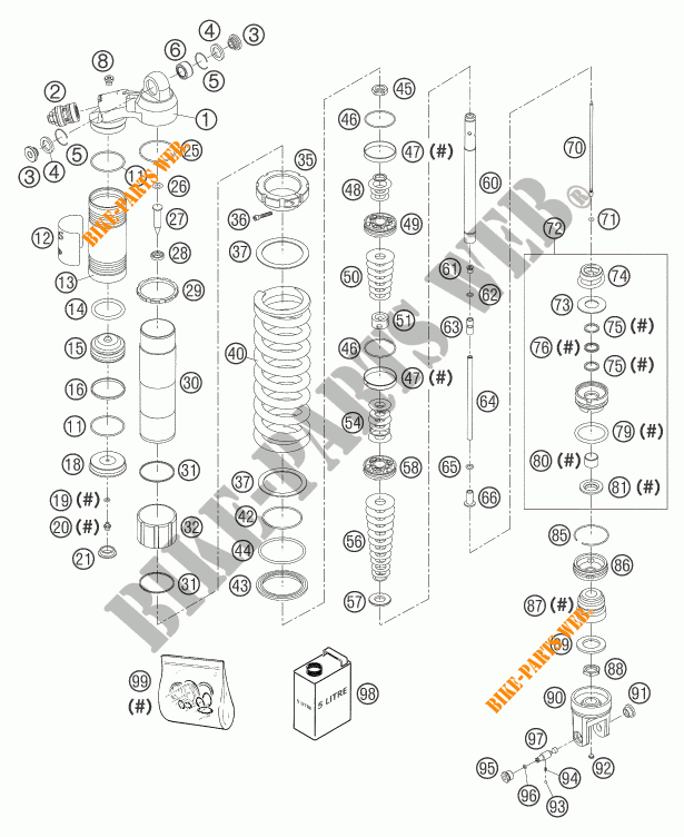AMMORTIZZATORE (COMPONENTI) per KTM 450 EXC RACING SIX DAYS 2004