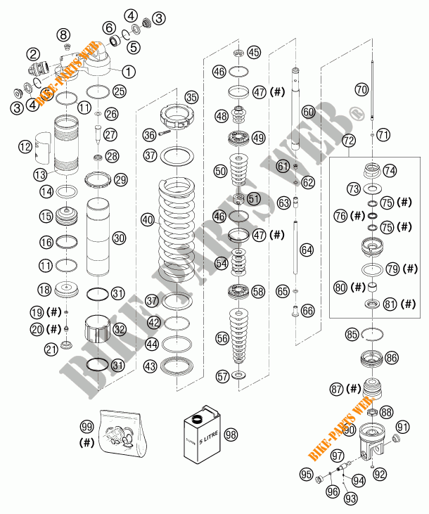 AMMORTIZZATORE (COMPONENTI) per KTM 450 EXC RACING 2003