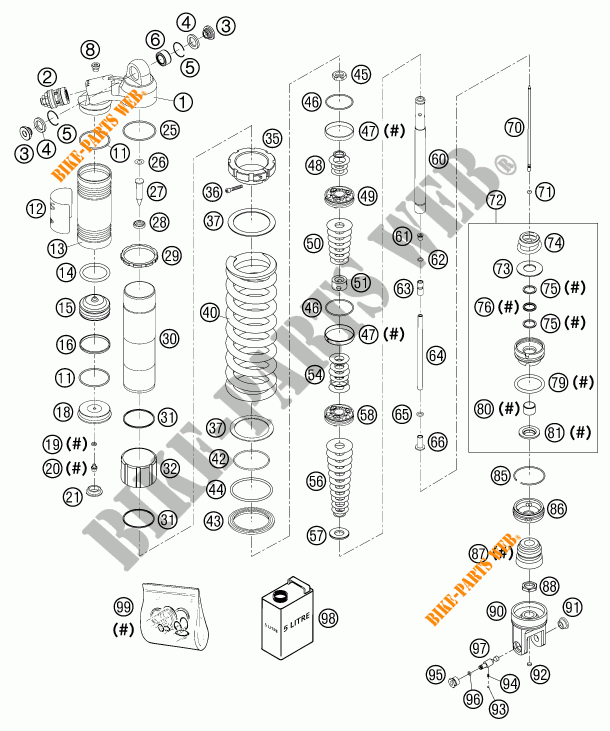 AMMORTIZZATORE (COMPONENTI) per KTM 450 EXC-G RACING 2003