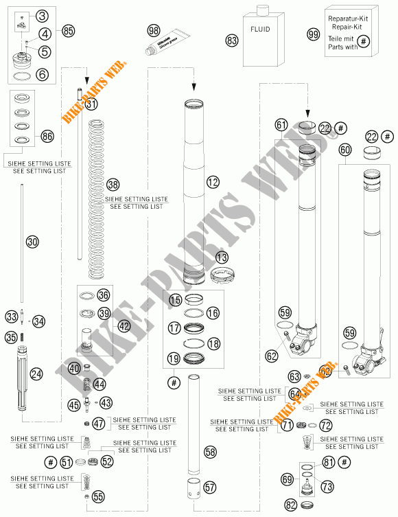 FORCELLA ANTERIORE (COMPONENTI) per KTM 400 EXC 2011