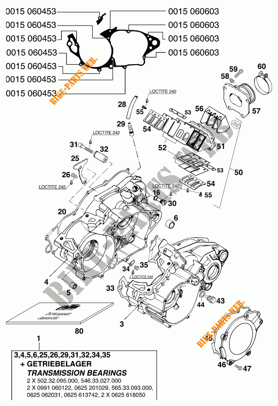 CARTER MOTORE per KTM 250 EXC MARZOCCHI/OHLINS 13LT 1997