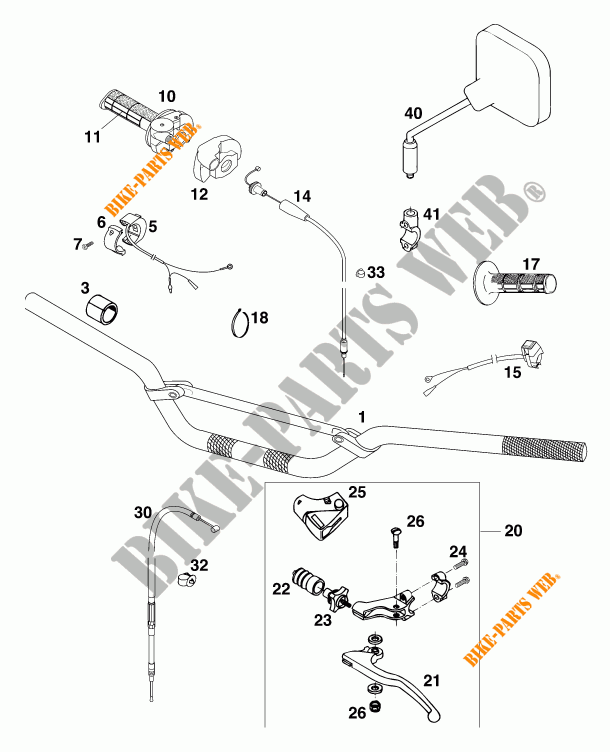 MANUBRIO / COMANDI per KTM 250 EXC MARZOCCHI/OHLINS 13LT 1997