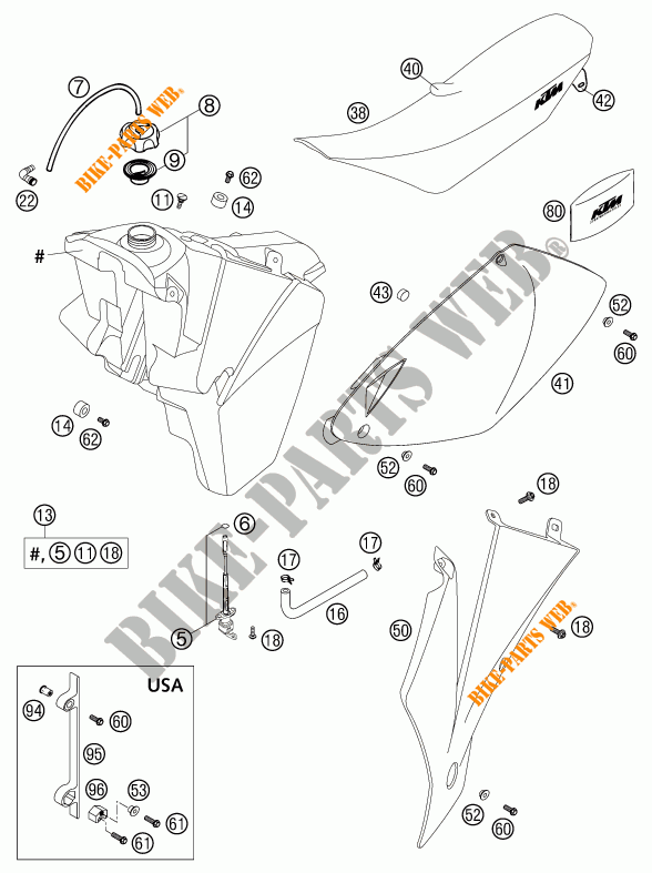 SERBATOIO / SELLA per KTM 250 EXC 2003