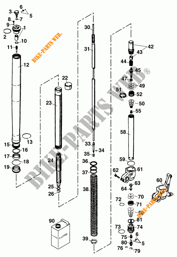 FORCELLA ANTERIORE / PIASTRA STERZO INFERIORE per KTM 380 SX 2000