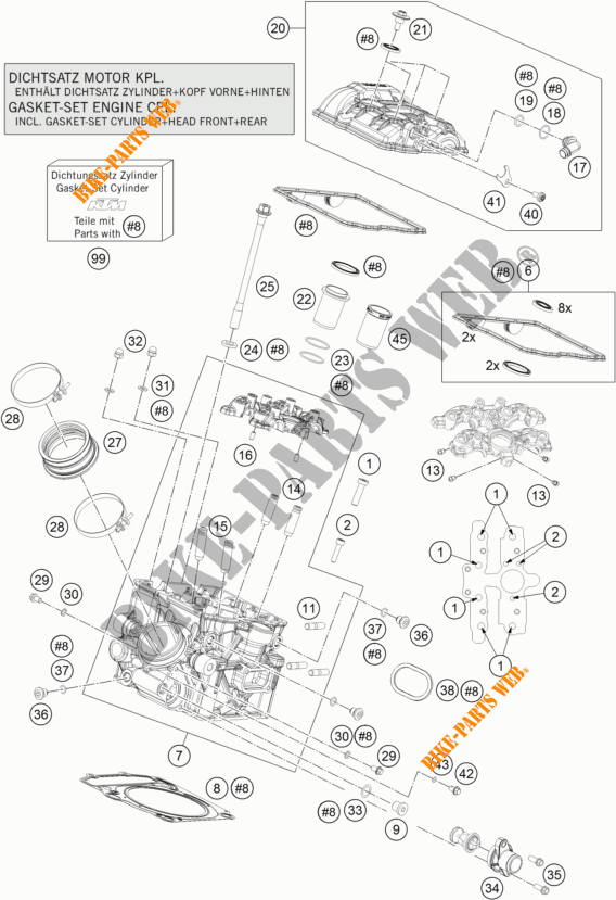 TESTA CILINDRO POSTERIORE per KTM 1290 SUPER DUKE R SPECIAL EDITION ABS 2016