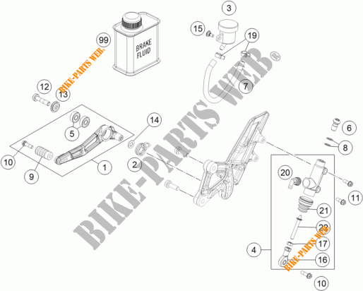 POMPA FRENO POSTERIORE per KTM 1290 SUPER DUKE R SPECIAL EDITION ABS 2016
