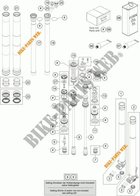 FORCELLA ANTERIORE (COMPONENTI) per KTM 350 SX-F 2018