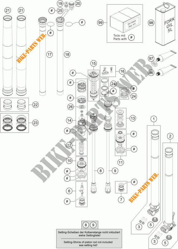 FORCELLA ANTERIORE (COMPONENTI) per KTM 350 SX-F 2017