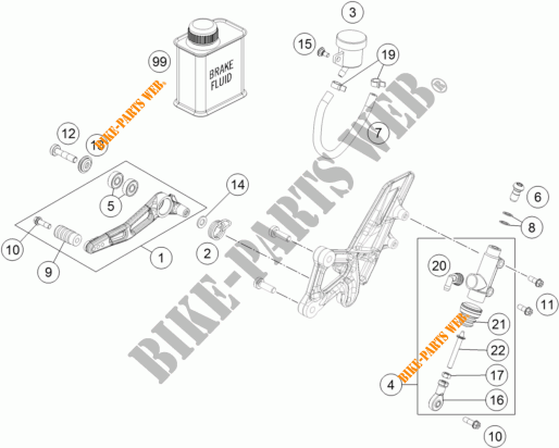 POMPA FRENO POSTERIORE per KTM 1290 SUPER DUKE R BLACK 2017